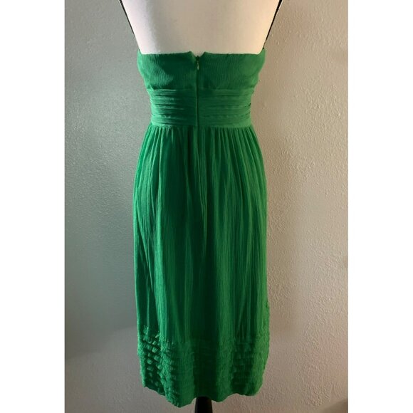 J.Crew Juliet Chiffon Green Strapless Silk Dress Size 4 - Picture 3 of 8